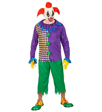 Widmann Horrorclown Kostüm Herren Grün Lila Rot Joker Outfit - Fasnacht24.ch – Seitenansicht