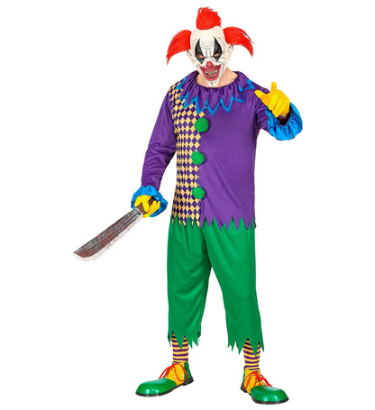 Widmann Horrorclown Kostüm Herren Grün Lila Rot Joker Outfit - Fasnacht24.ch – Detailansicht