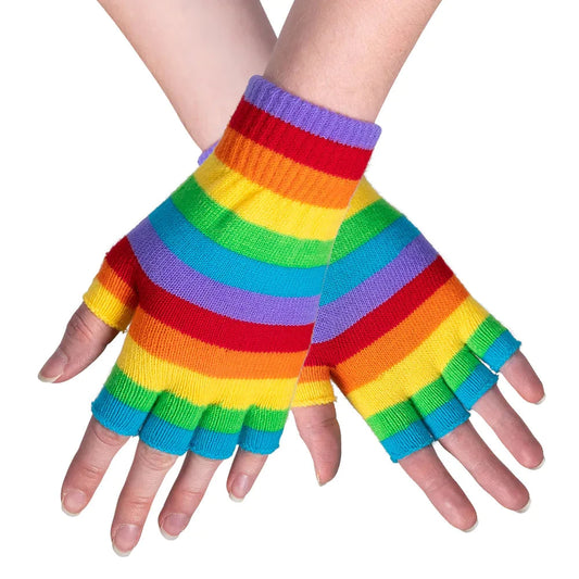 Bunte, fingerlose Handschuhe in Neonfarben für Bewegungsfreiheit und warme Hände.