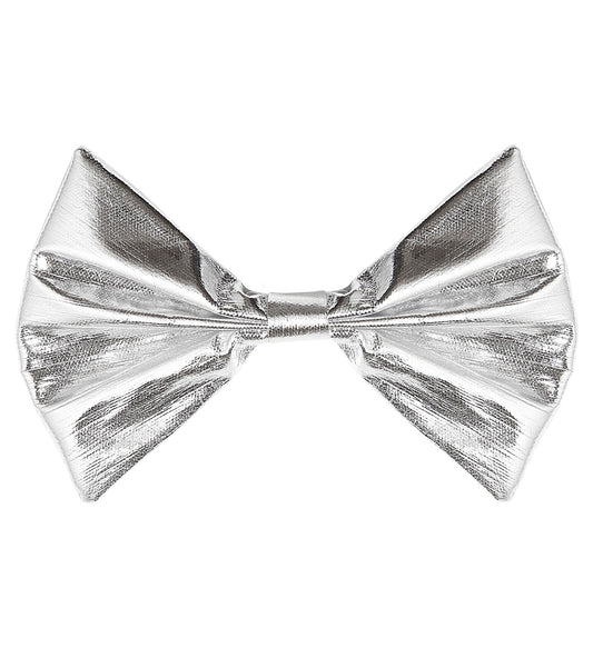 Widmann Silberne Metallische Selbstbindende Fliege – 2,4 Zoll Schmal - Fasnacht24.ch