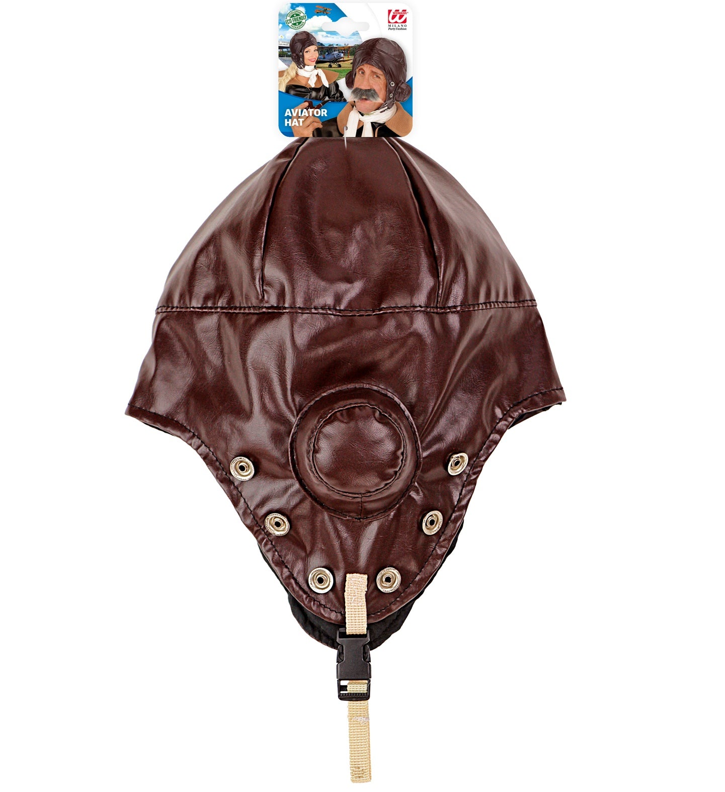 Schwarze Flieger Mütze aus Kunstleder mit klappbaren Ohrenschützern und gesteppter Innenfütterung