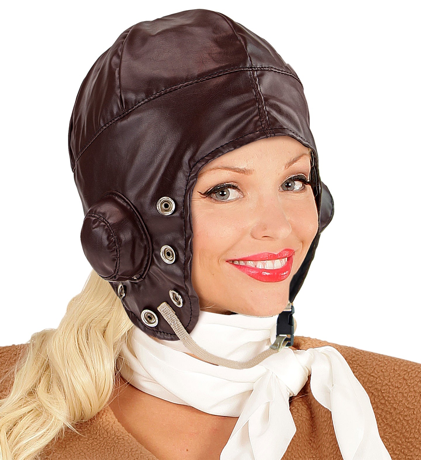 Faux-Leder Flieger Mütze mit Ohrenschutz in Schwarz, ideal für kalte Wintertage.