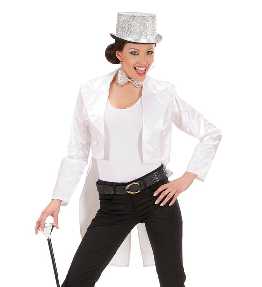 Frack aus weissen Satin für Frauen - Fasnacht24.ch