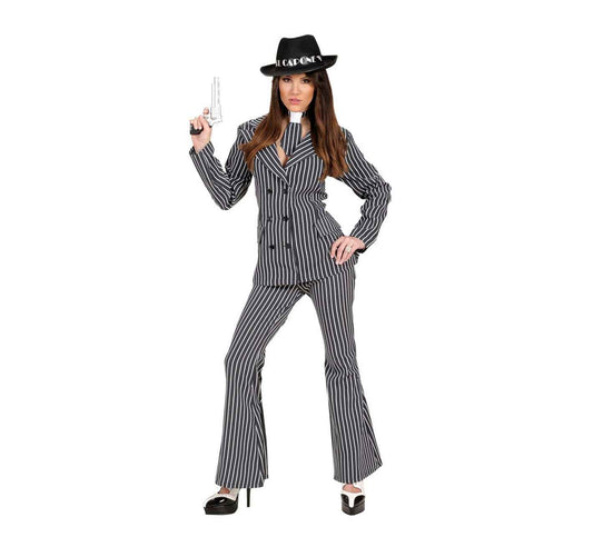 Widmann Gangster Damen Kostüm – Schwarz Jacke & Hose 20er Jahre - Fasnacht24.ch