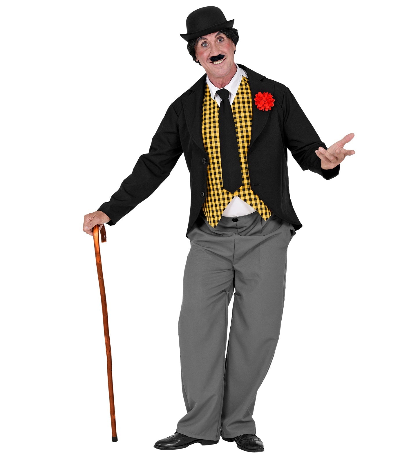 A 90cm lightweight bamboo walking cane with ergonomic grip and curved handle.