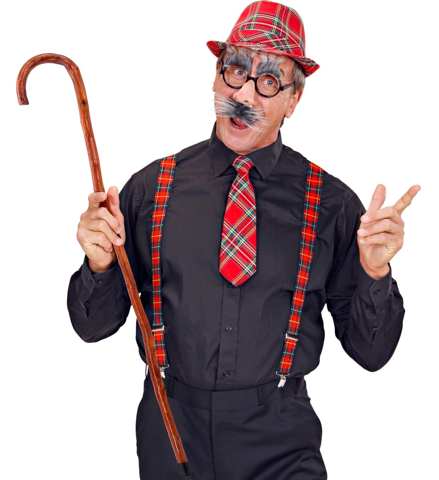 90cm lightweight bamboo walking cane with curved handle.