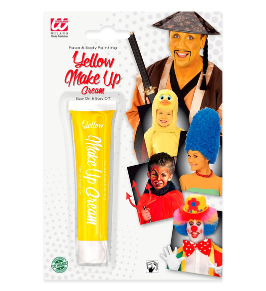 Gelbe Creme Schminke in einem 28ml Tube, ideal für Kostüme und Cosplay.