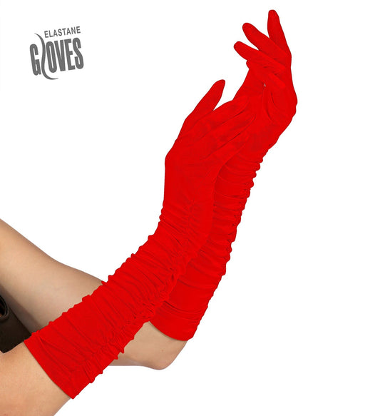 Elastische Lange Faltenhandschuhe 40cm – Widmann Rot Elastan - Fasnacht24.ch