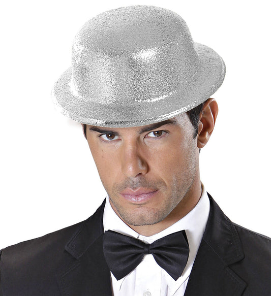 Widmann Glitter Melone Hut – Silber | Leicht & Komfortabel - Fasnacht24.ch