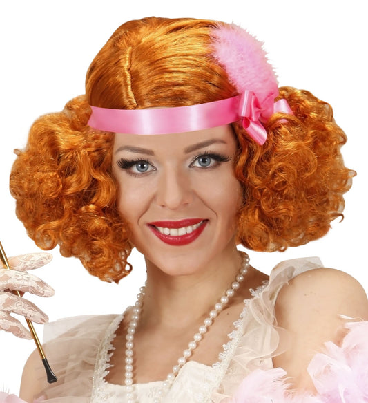 Rotbraune Flapper-Perücke mit Fingerwellen im Stil der 20er Jahre.