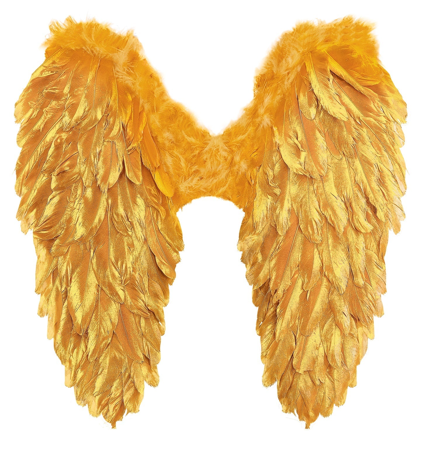 Goldene faltbare Federnflügel 50x50cm mit leichtem Metallgestell für Kostümaccessoire