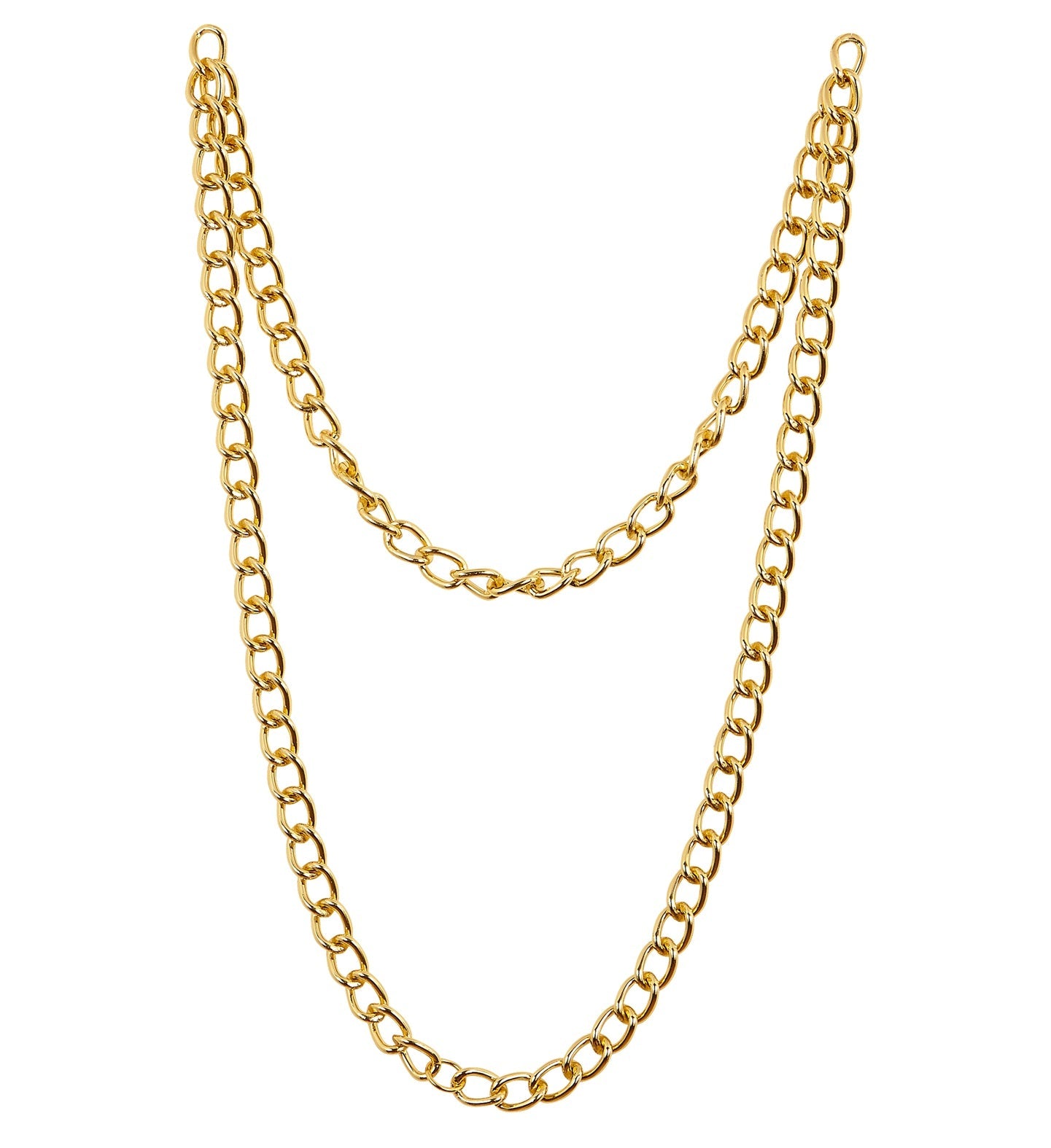 Goldfarbene 120cm lange Retro-Halskette mit flachen Gliedern im 80er/90er-Stil unisex