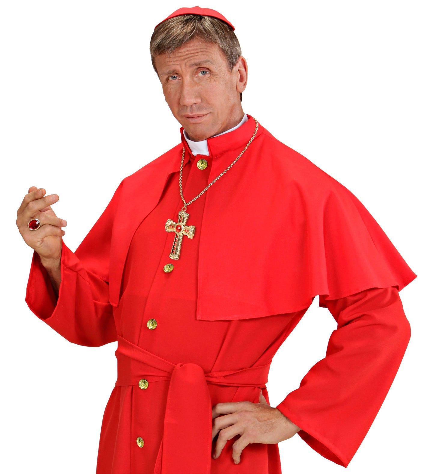 Gold cross necklace with gemstone pendant on 45cm nickel-free chain.