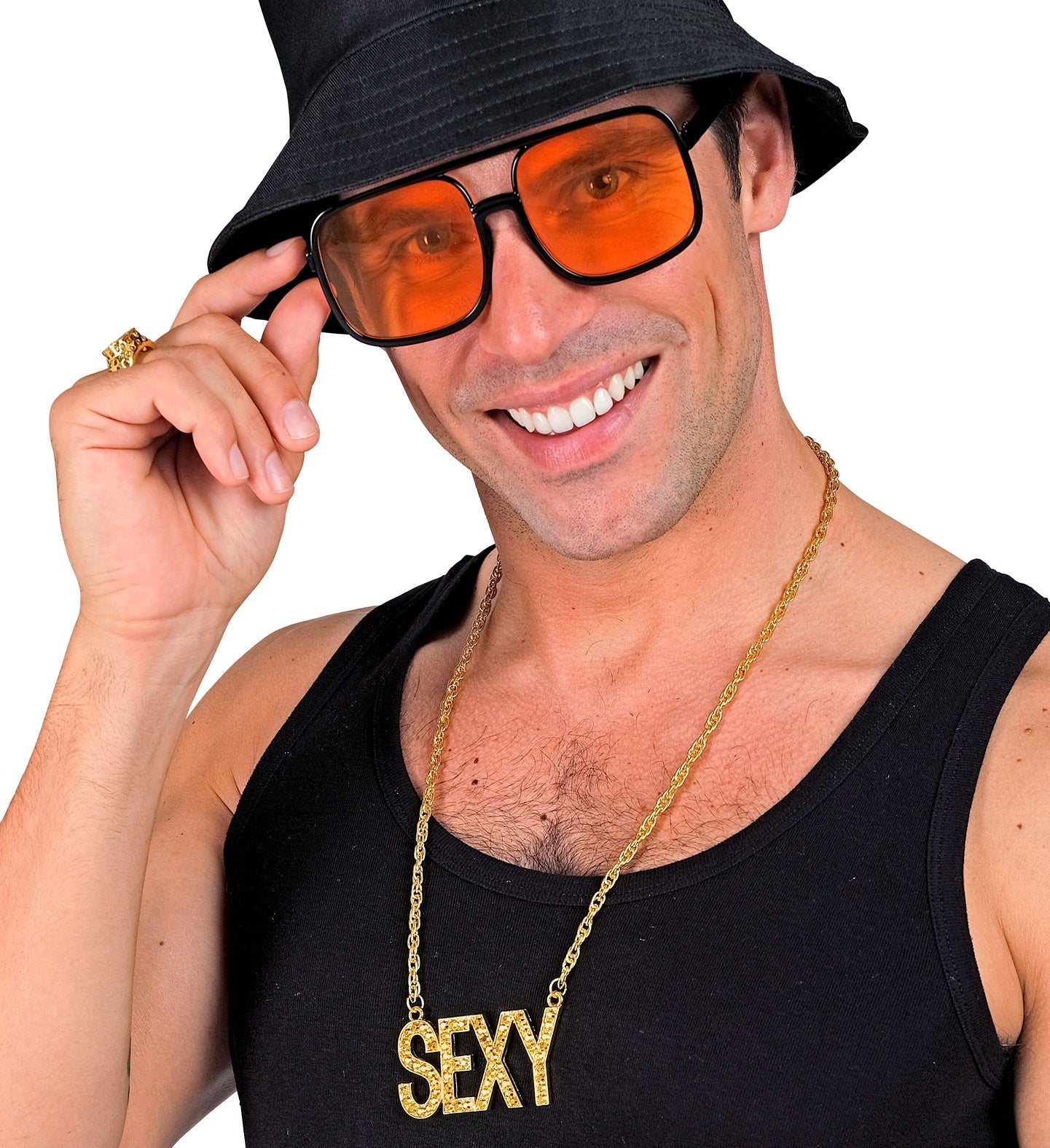 Goldene Halskette mit schlankem Anhänger in verspielter Schrift, Länge 65 cm