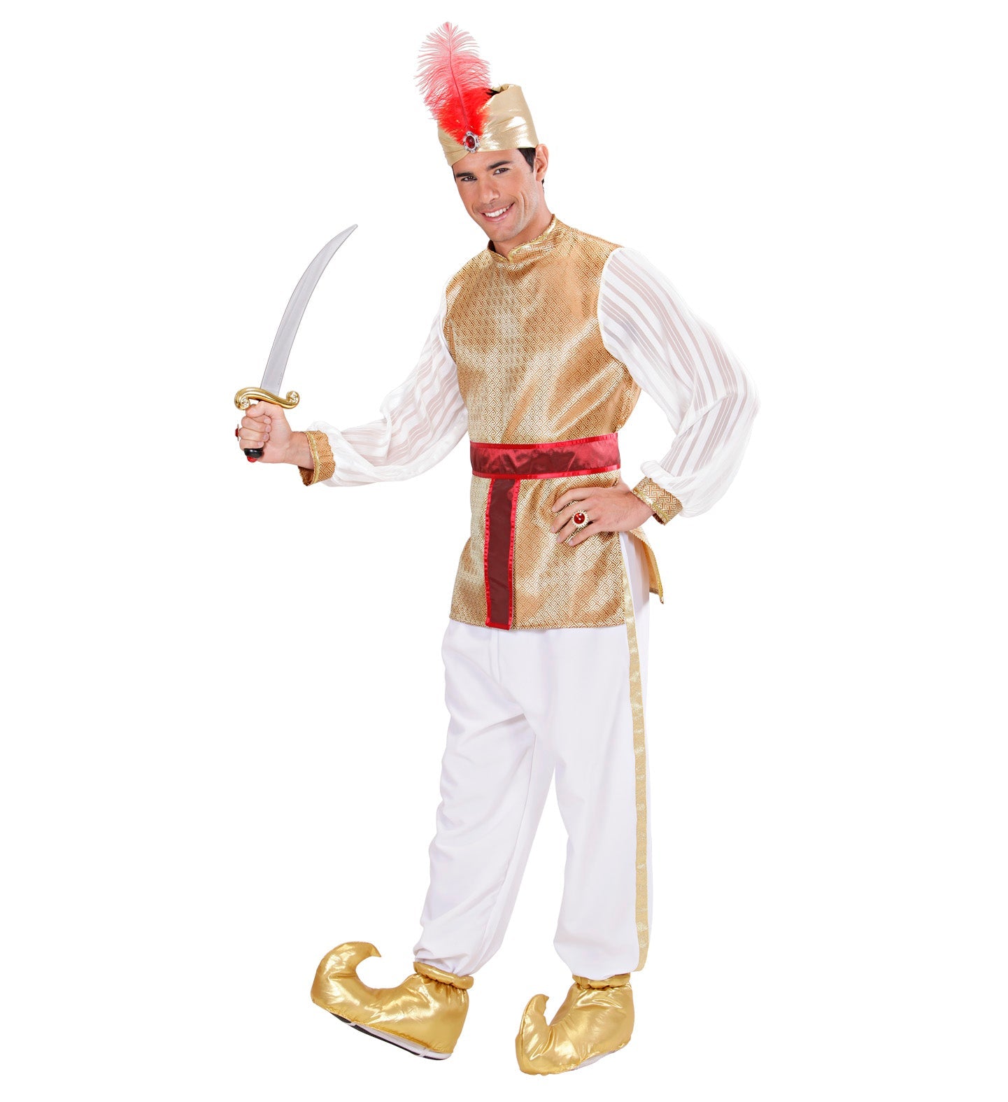 Goldene Maharadscha Überzieher aus metallischem Brokat, passend für Schuhe der Größe 36-43.