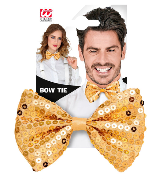 Widmann Goldene Pailletten Fliege – Verstellbar, Polyester - Fasnacht24.ch