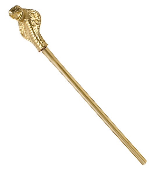 Golden pharaoh scepter with cobra head, 48cm gold costume staff.