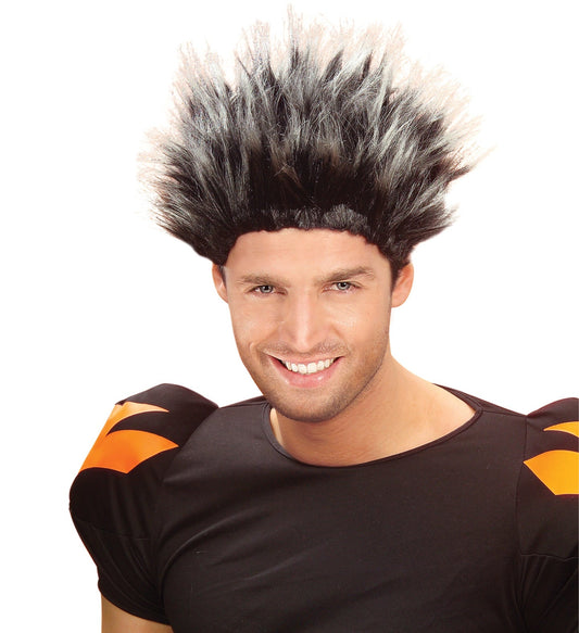 Graue Perücke von Widmann aus hochwertiger, synthetischer Faser mit voluminösen Schichten.