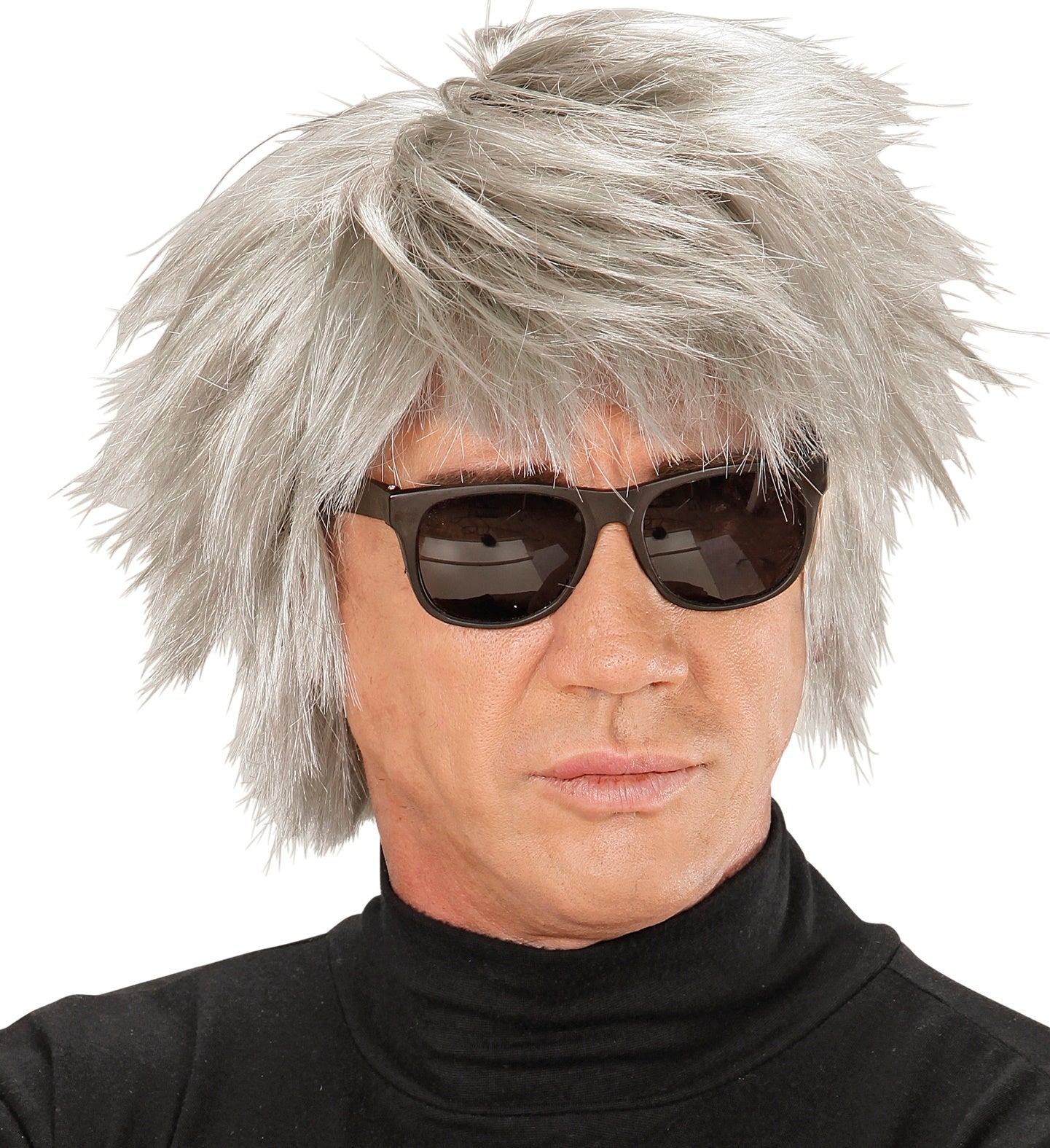 Graue, kurze Zombie-Perücke mit unordentlichen Strähnen für Erwachsene.