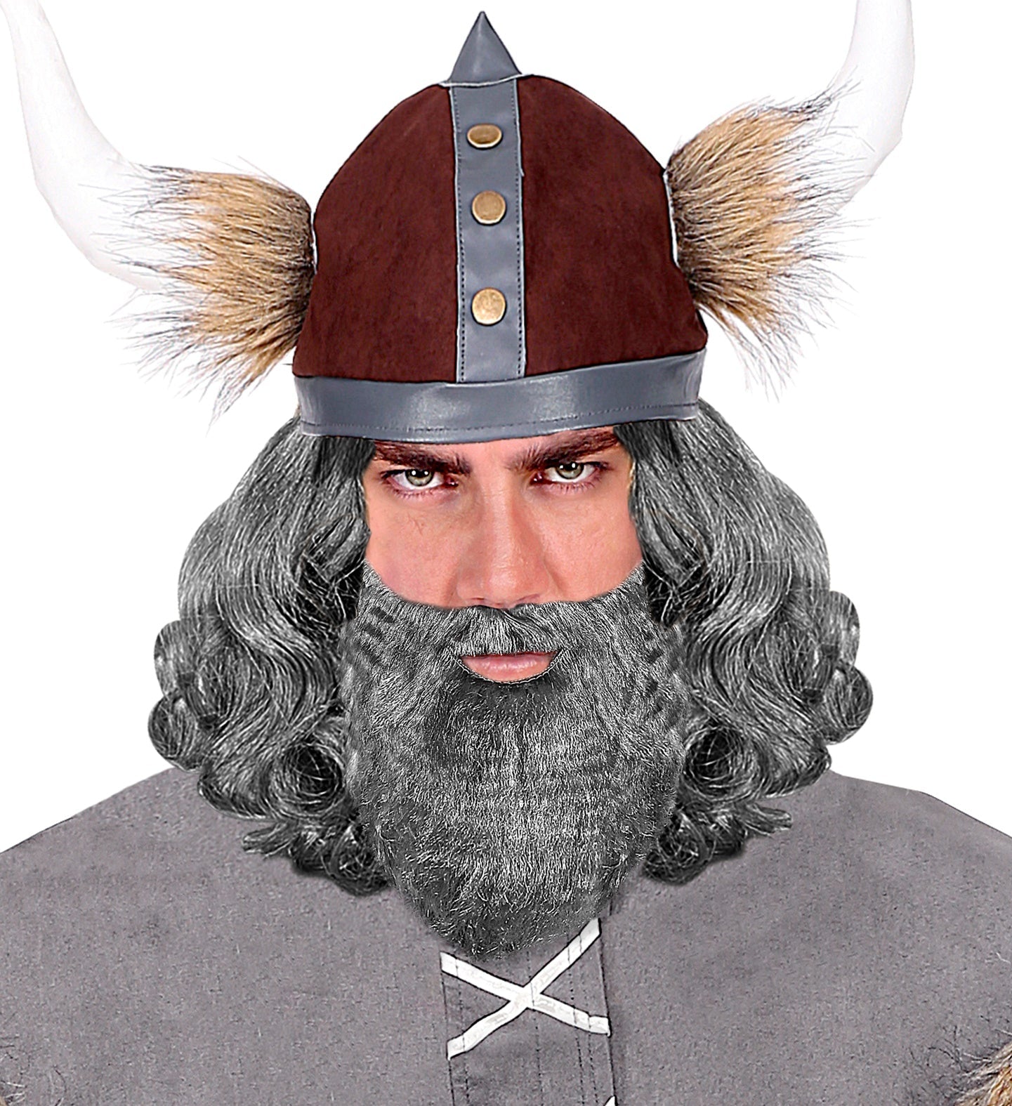 Grauer Vollbart aus Kunstfaser, elastisch, für Kostüme von Piraten bis Gentlemen.