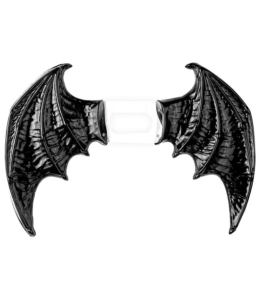 Große schwarze Kunststoffflügel, 74x54 cm, ideal für Halloween und Cosplay.