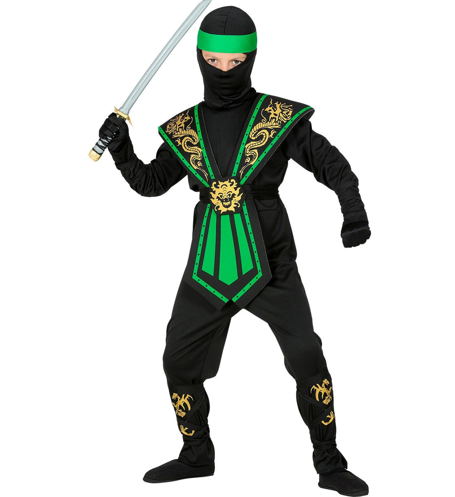 Widmann Grüner Ninja Kinderkostüm – Overall Mit Rüstung & Zubehör - Fasnacht24.ch