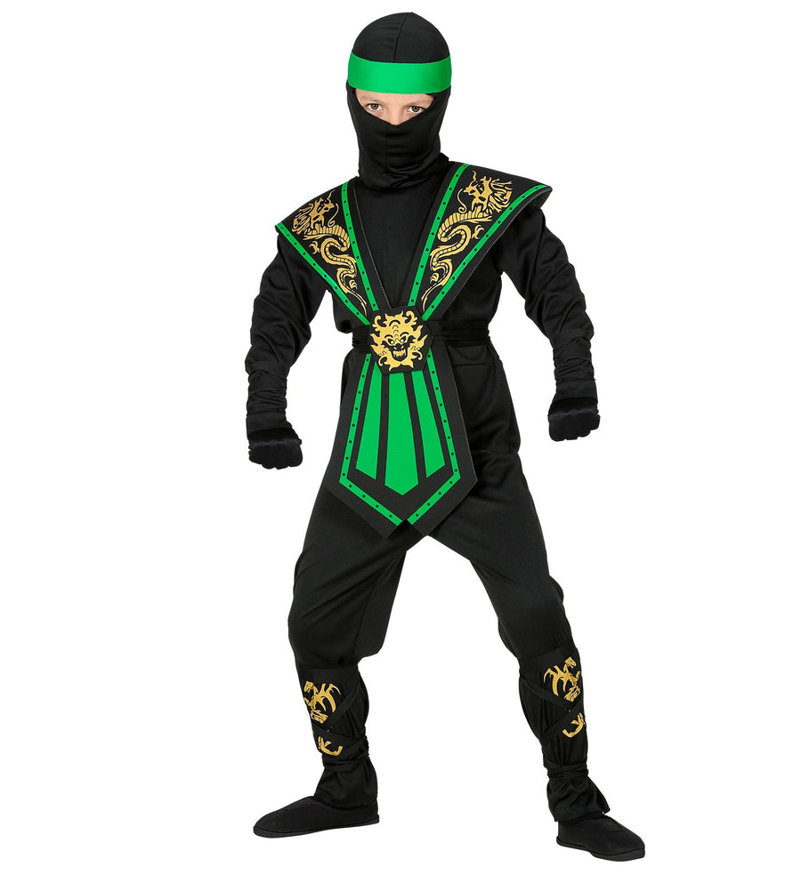 Widmann Grüner Ninja Kinderkostüm – Overall Mit Rüstung & Zubehör - Fasnacht24.ch