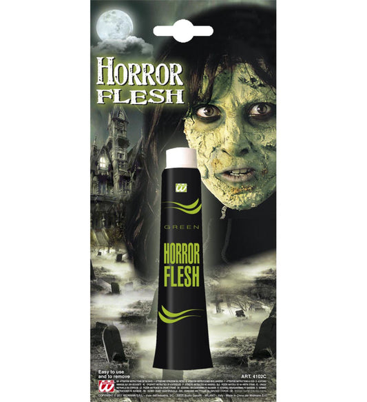 Grüne Wundmodellierpaste in einer Tube, ideal für realistische Halloween-Make-ups.