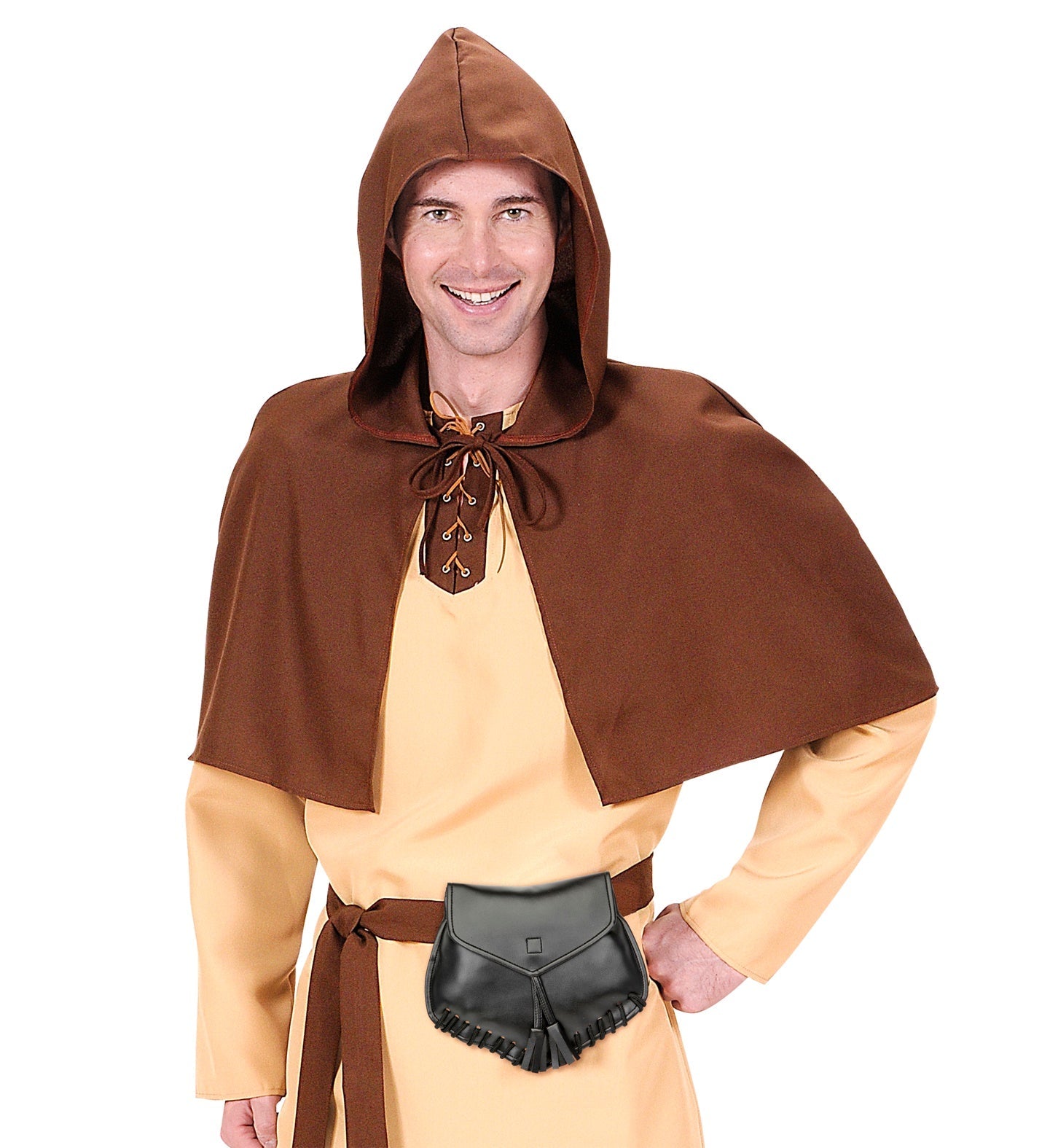 Schwarze Gürteltasche aus Kunstleder mit verstellbarem Gurt und Reißverschluss, vielseitig tragbar.