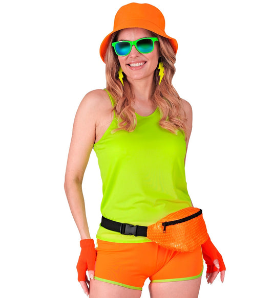 Neonorange Gürteltasche mit verstellbarem Gürtel und glänzenden Pailletten von Widmann