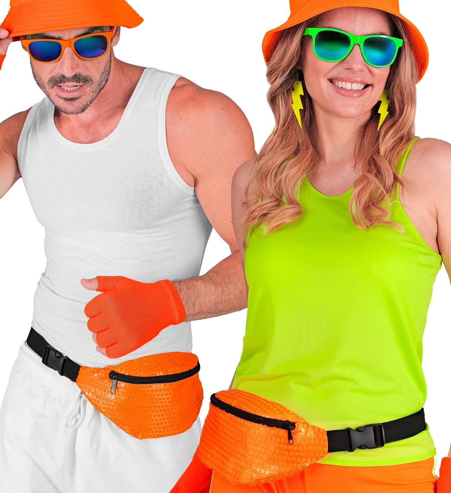 Widmann Neon Orange Pailletten Gürteltasche – Verstellbarer Gürtel - Fasnacht24.ch