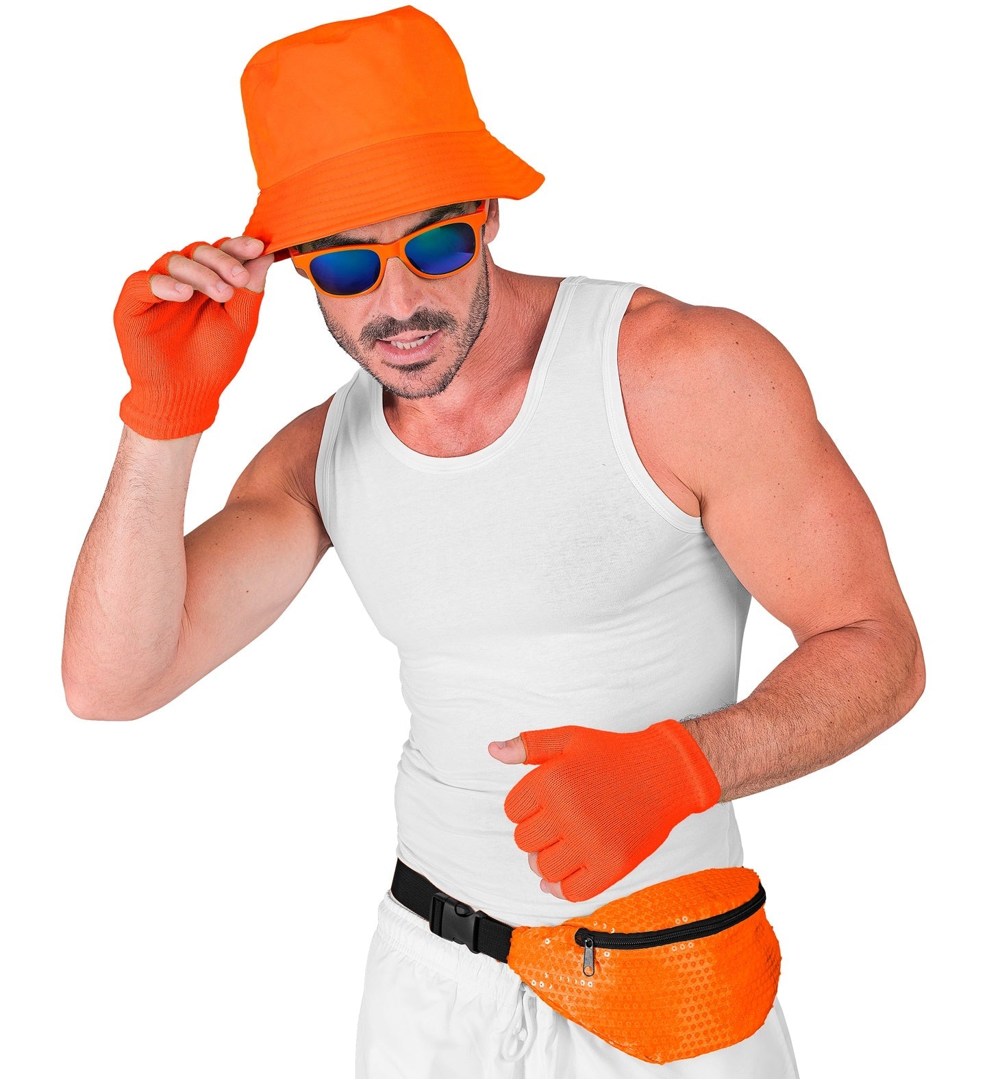 Widmann Neon Orange Pailletten Gürteltasche – Verstellbarer Gürtel - Fasnacht24.ch