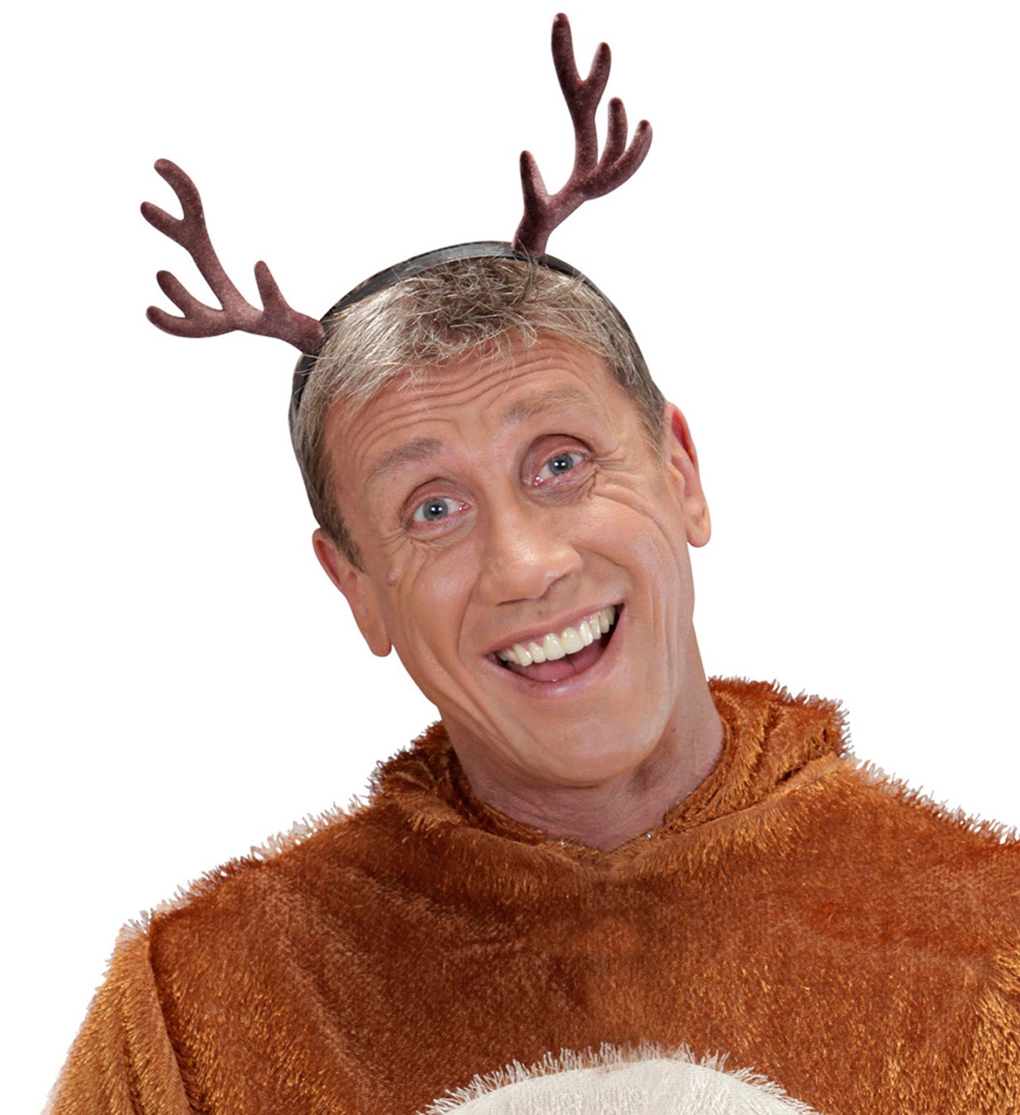 Beflockter Haarreif mit Rentiergeweih in Samt-Finish für festliche Anlässe.