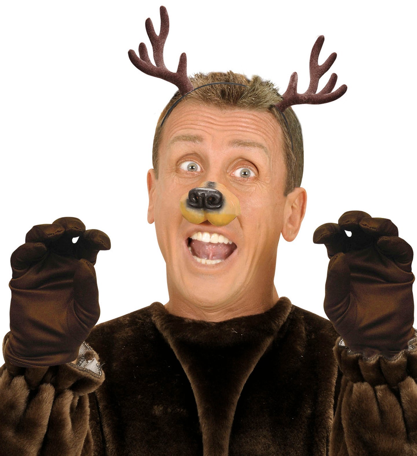 Roter Haarreif mit beflocktem Rentiergeweih und Samt-Finish für Weihnachten