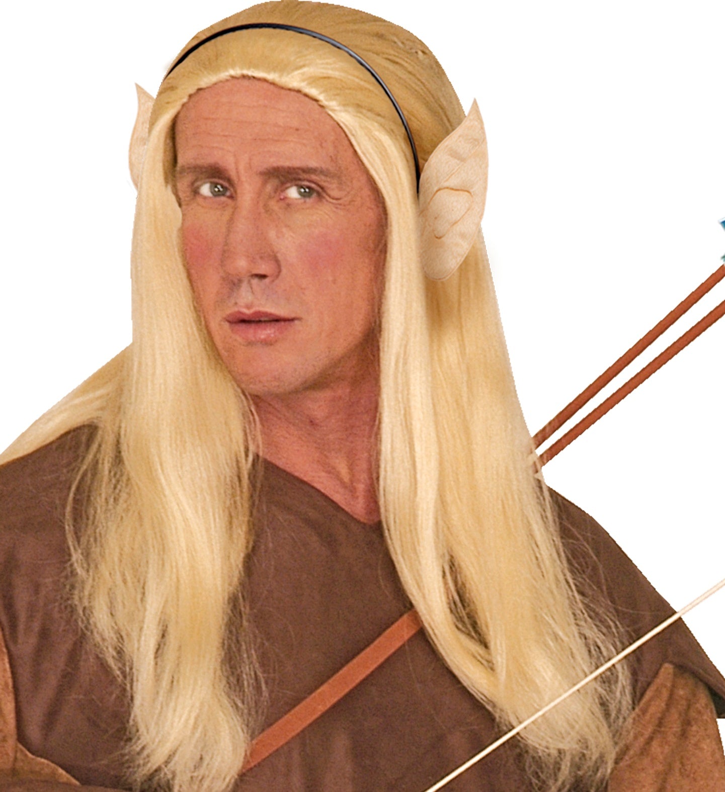 Hautfarbener Haarreif mit spitzen Elfenohren aus Kunstfell für Cosplay und Fasching