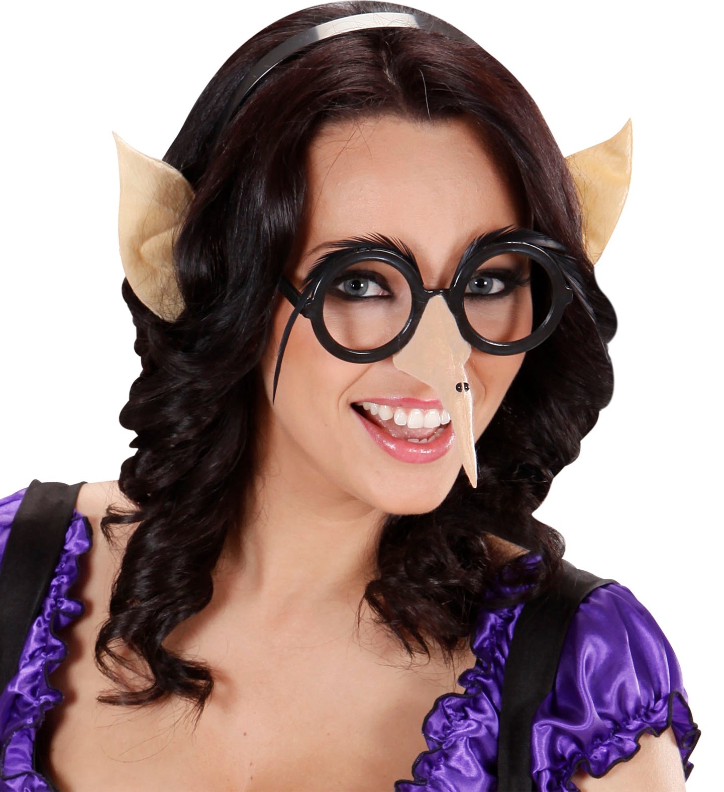 Haarreif mit hautfarbenen Spitzohren für Cosplay und Fasching, leicht und flexibel.