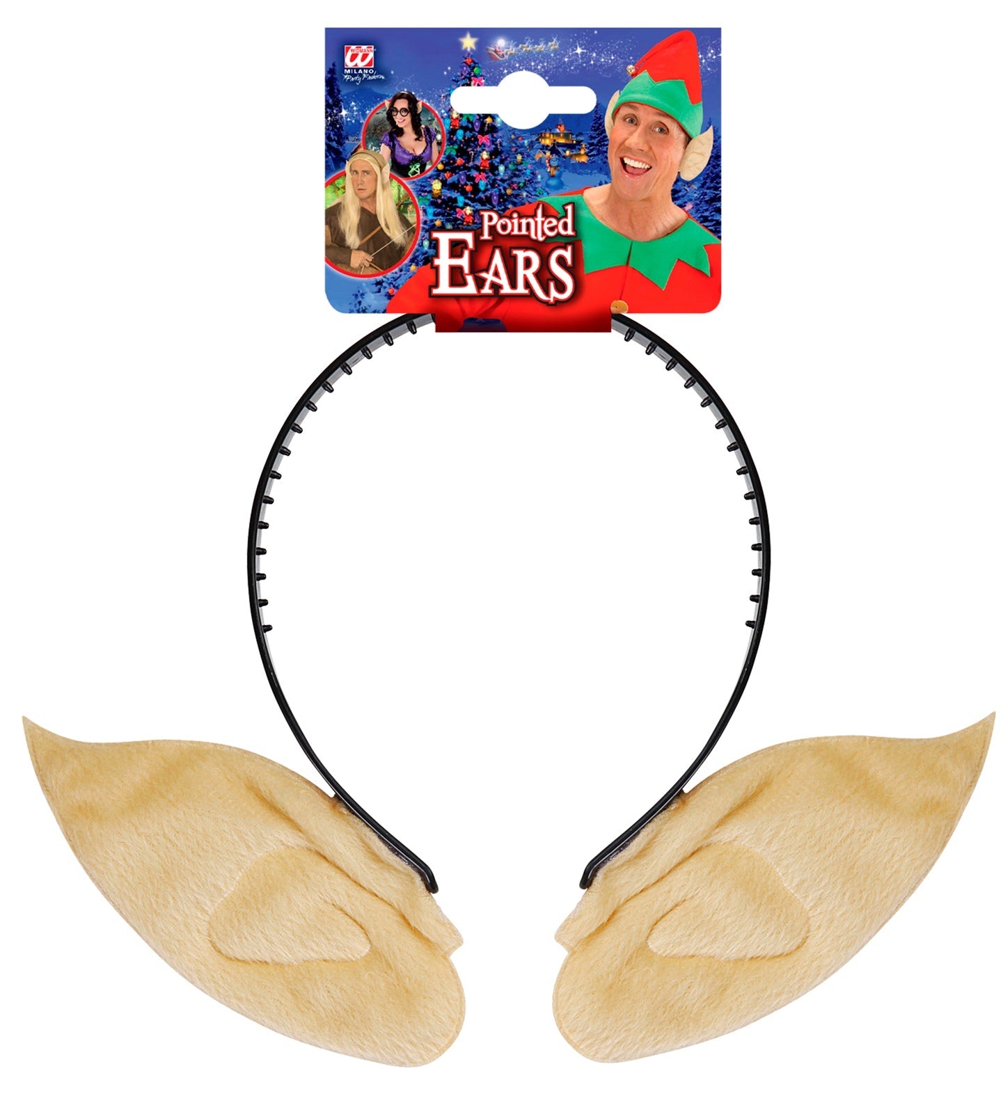 Hautfarbener Haarreif mit spitzen Elfenohren aus Kunstfell für Cosplay und Fasching