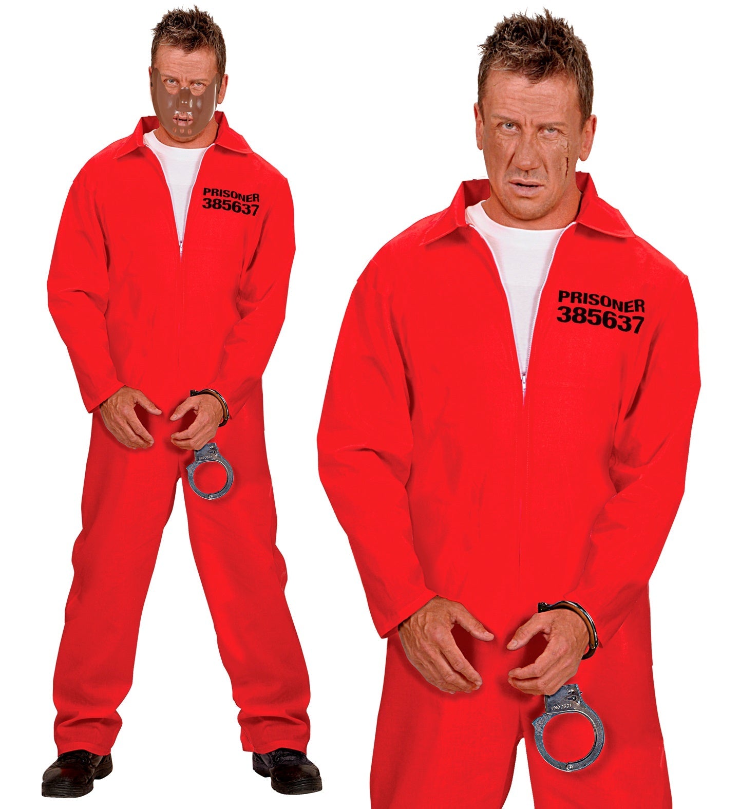 Widmann Häftling Kostüm – Roter County Jail Jumpsuit mit Handschellen - Fasnacht24.ch