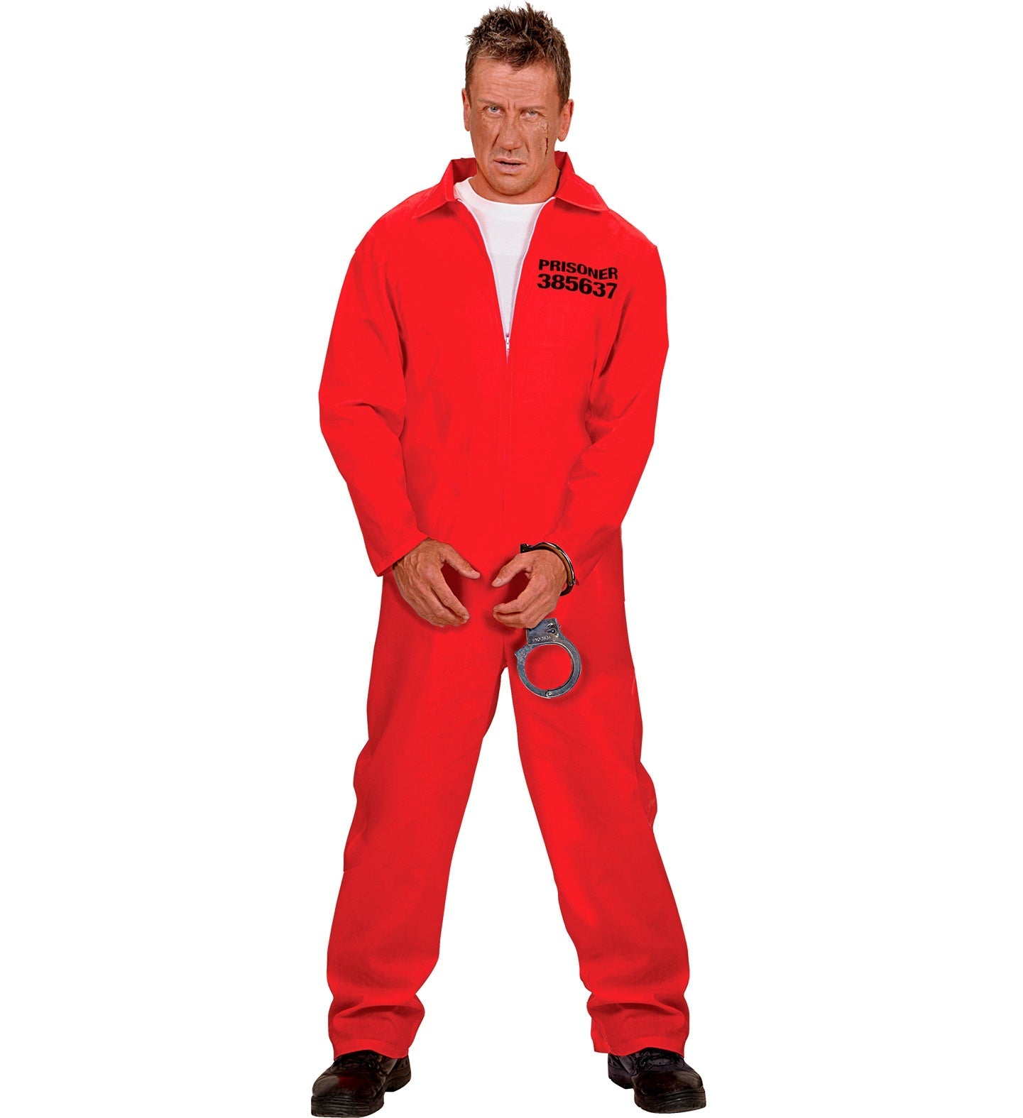 Widmann Häftling Kostüm – Roter County Jail Jumpsuit mit Handschellen - Fasnacht24.ch