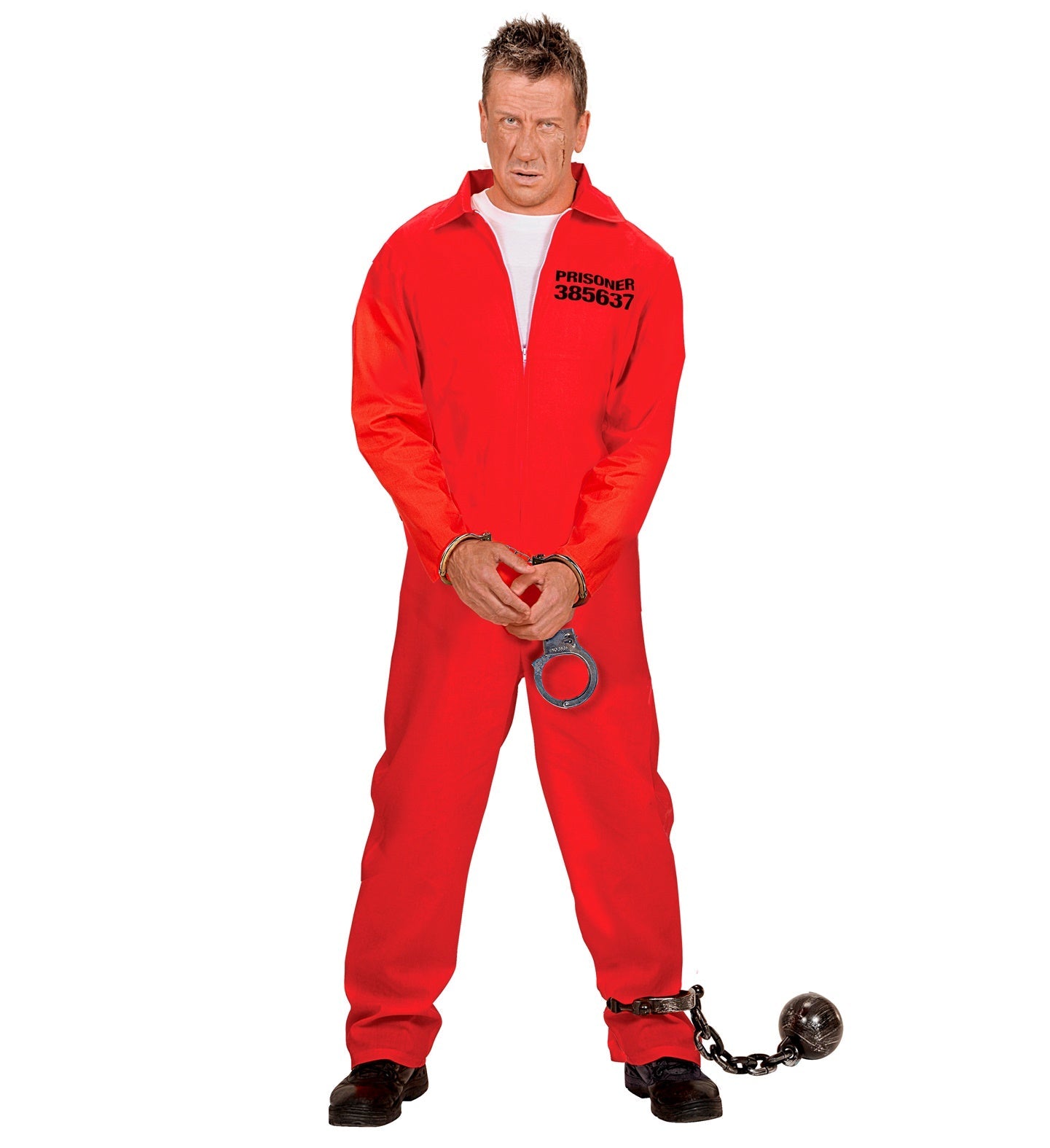 Widmann Häftling Kostüm – Roter County Jail Jumpsuit mit Handschellen - Fasnacht24.ch