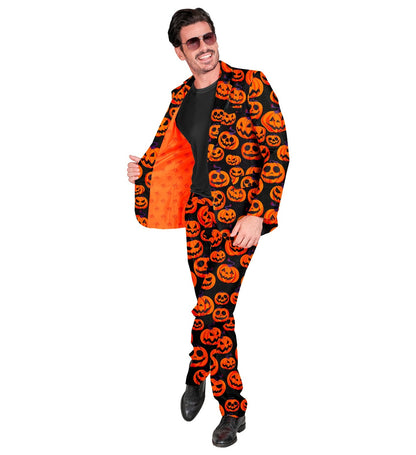 Widmann Halloween Kürbis Anzug Zweiteiler Jackett & Hose, bequem, orange – Detailansicht