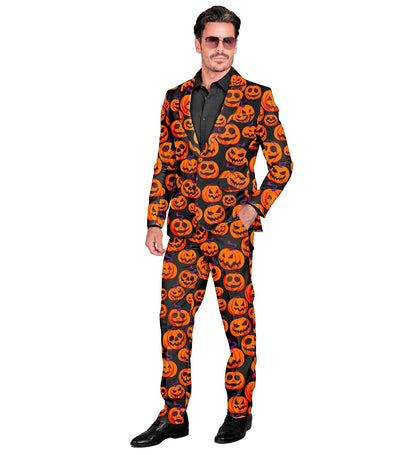 Widmann Halloween Kürbis Anzug Zweiteiler Jackett & Hose, bequem, orange – Seitenansicht