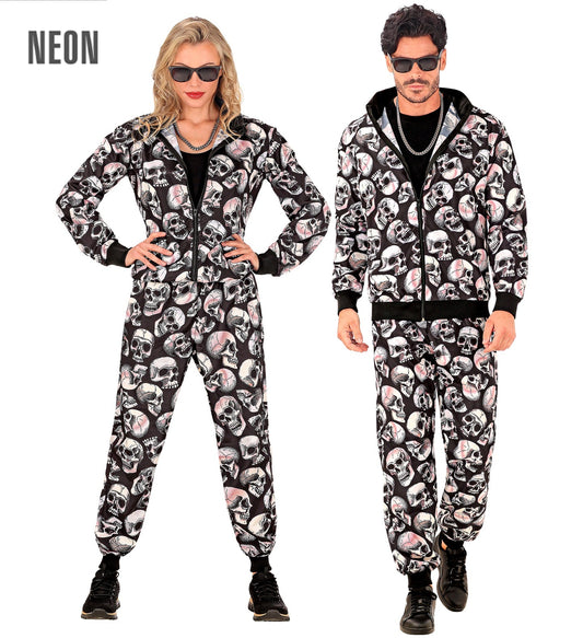 Widmann Halloween Trainingsanzug – Unisex Jogginganzug mit Totenkopf-Design - Fasnacht24.ch