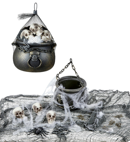 Widmann Halloween Dekorationsset – Kessel, Totenköpfe & Spinnennetz - Fasnacht24.ch