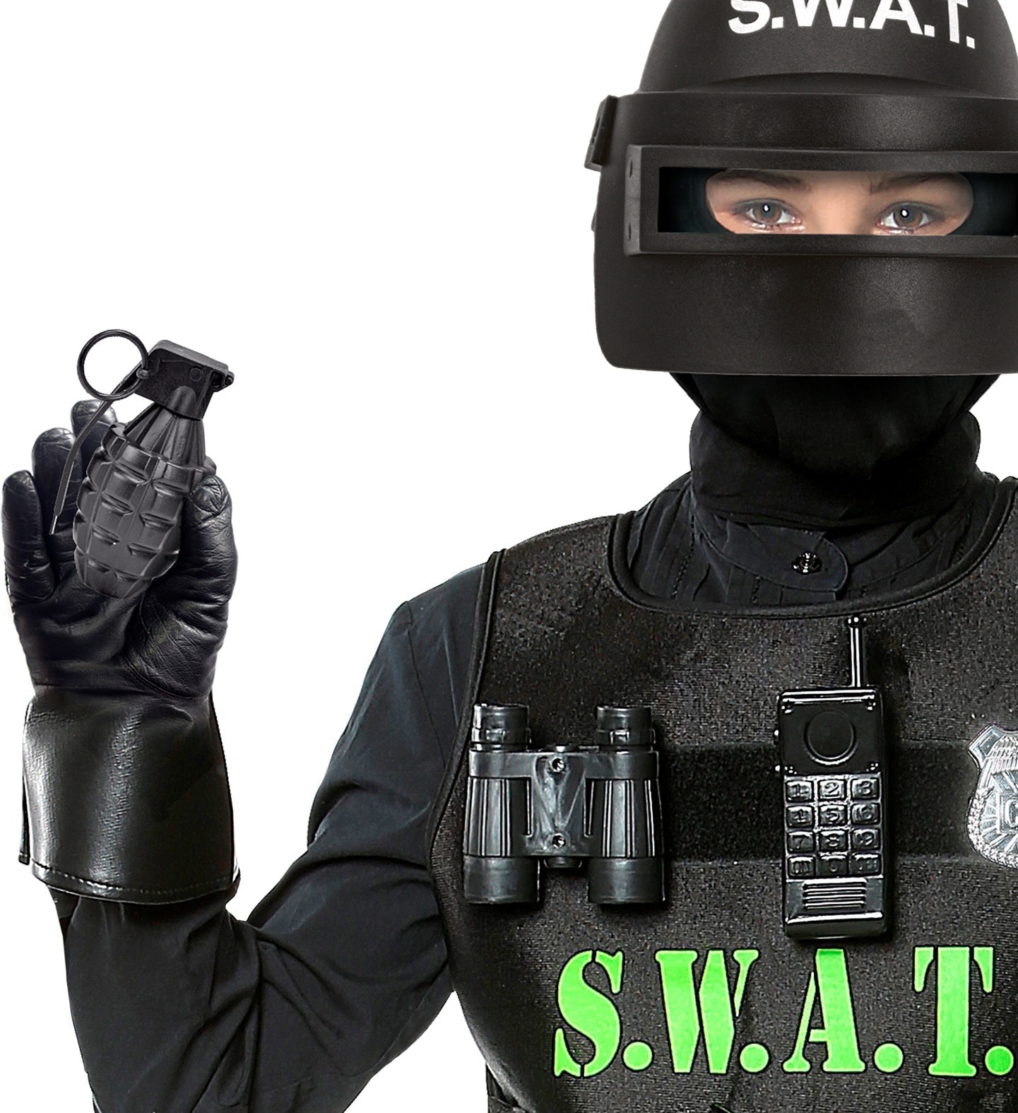 Mattschwarze 10 cm Handgranaten-Replik aus Polymer mit detaillierten Konturen und Hebeln.