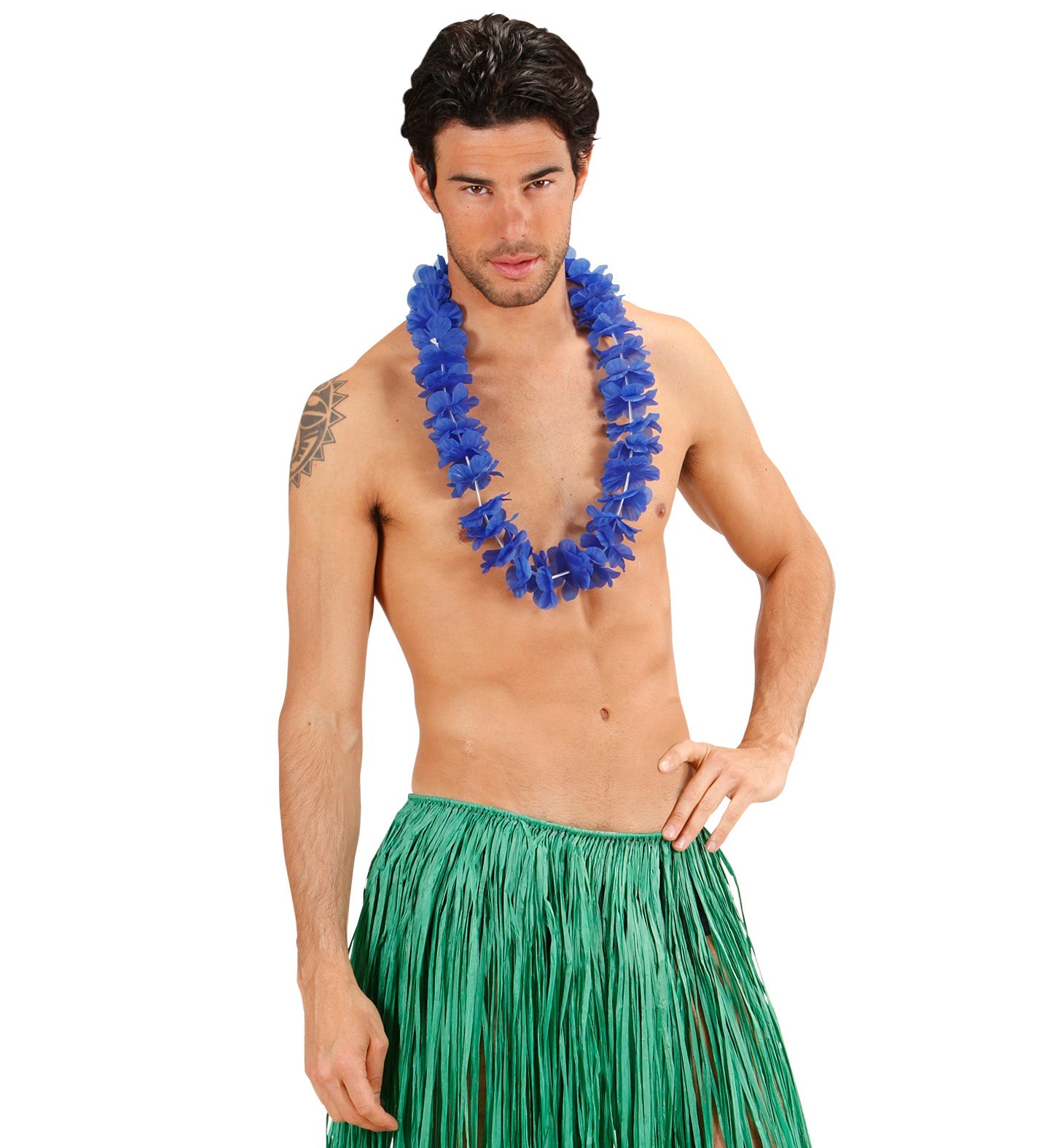 Blaue Stoffblütenkette mit verstellbarer Länge, sommerlich und leicht für Strandlooks