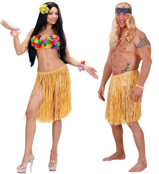 Beiger, handgewebter Midi-Rock mit elastischem Bund, 55 cm lang, ideal für den Strand.