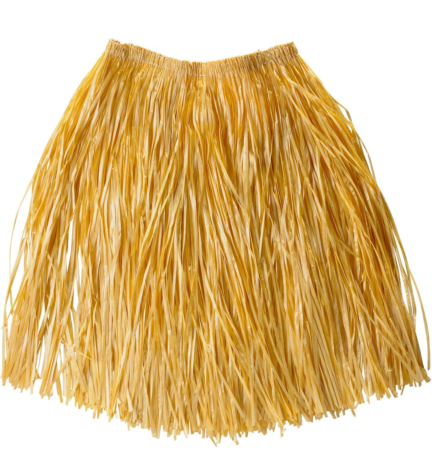 Beiger handgewebter Bastrock in Midi-Länge mit elastischem Bund, 55 cm lang.