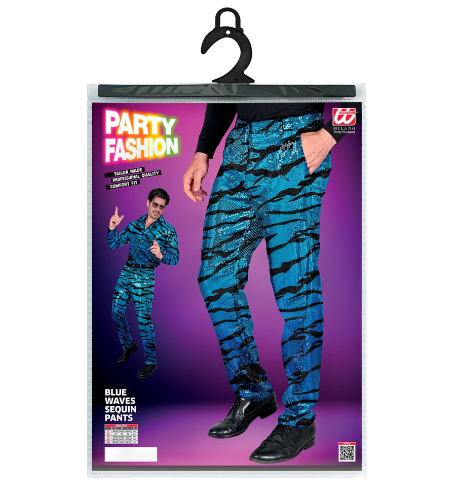 Widmann Herren Sequin Zebra Print Hose – Schwarz-Blau, Slim Fit - Fasnacht24.ch