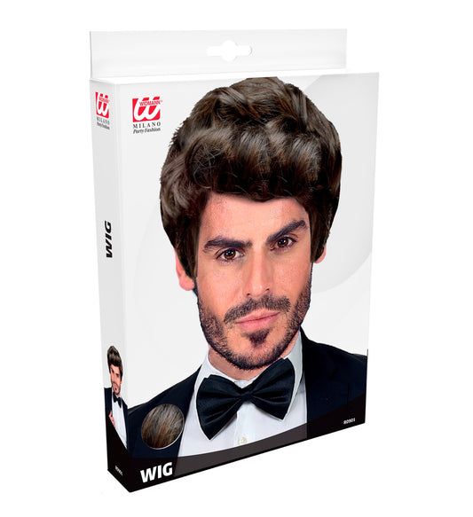 Herrenperücke Rick in Braun aus Kunsthaar, naturgetreu und atmungsaktiv für hohen Tragekomfort.